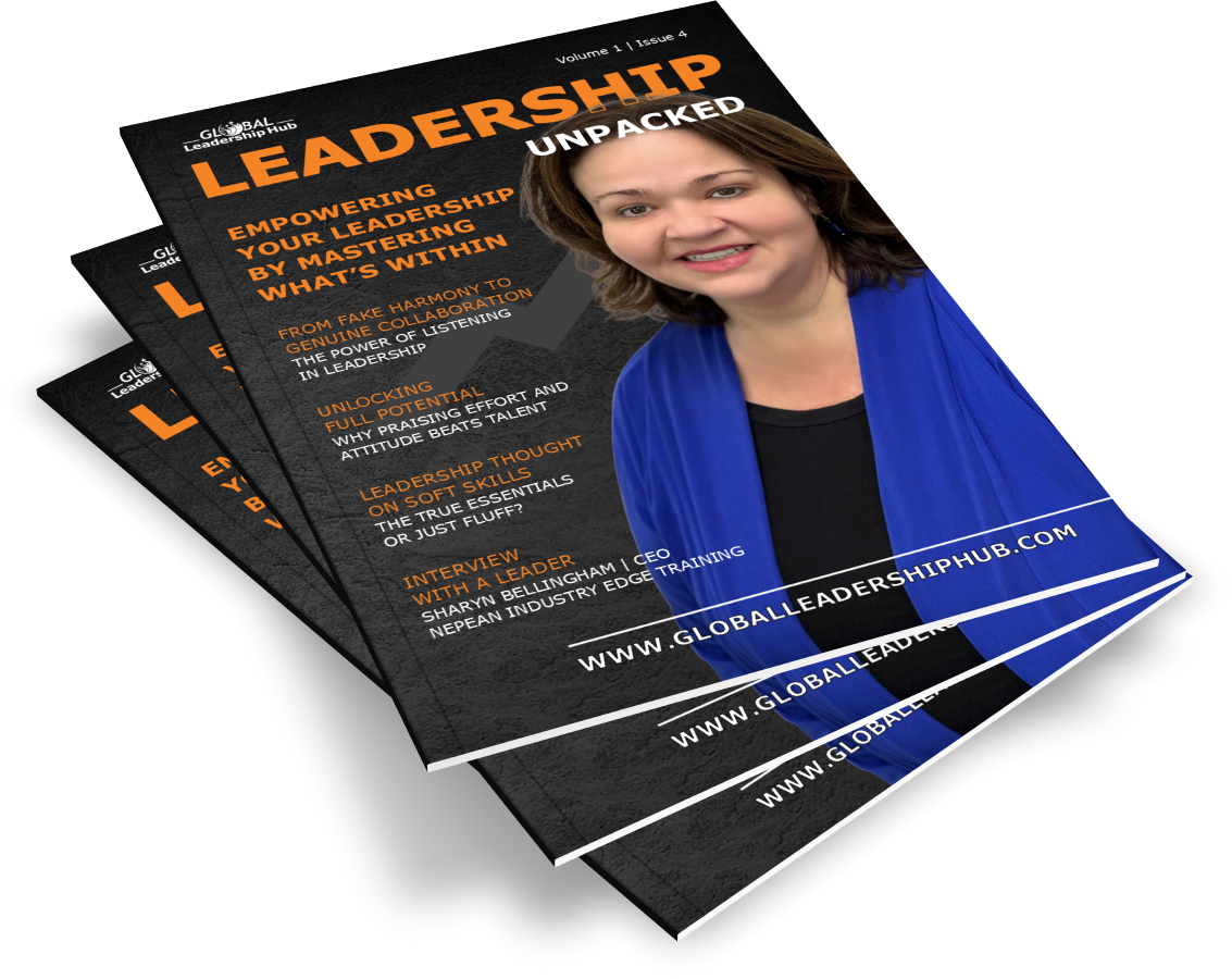 Magazine 'Leadership Unpacked' cover page